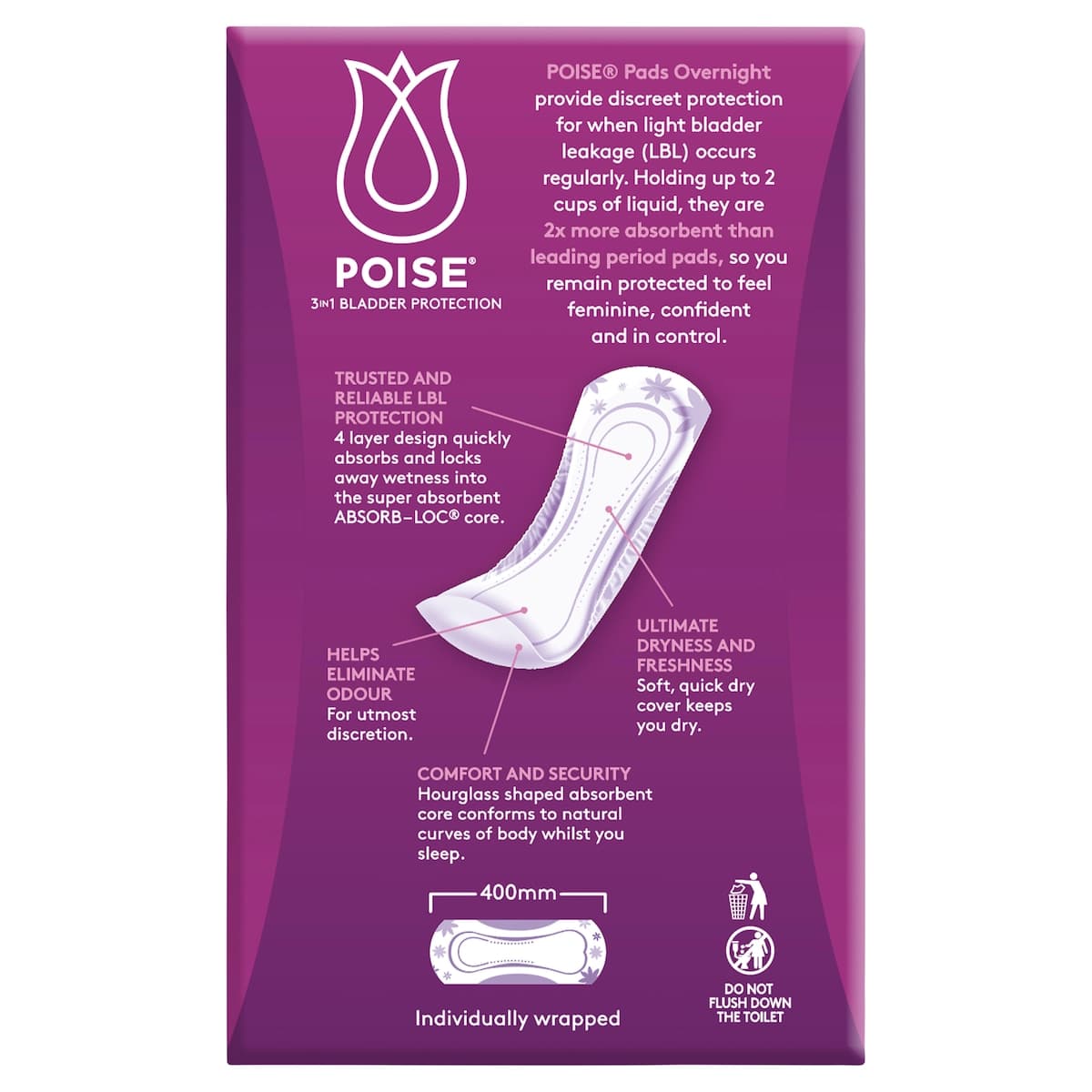 Thumbnail Poise Overnight Incontinence Pads 8 Pack