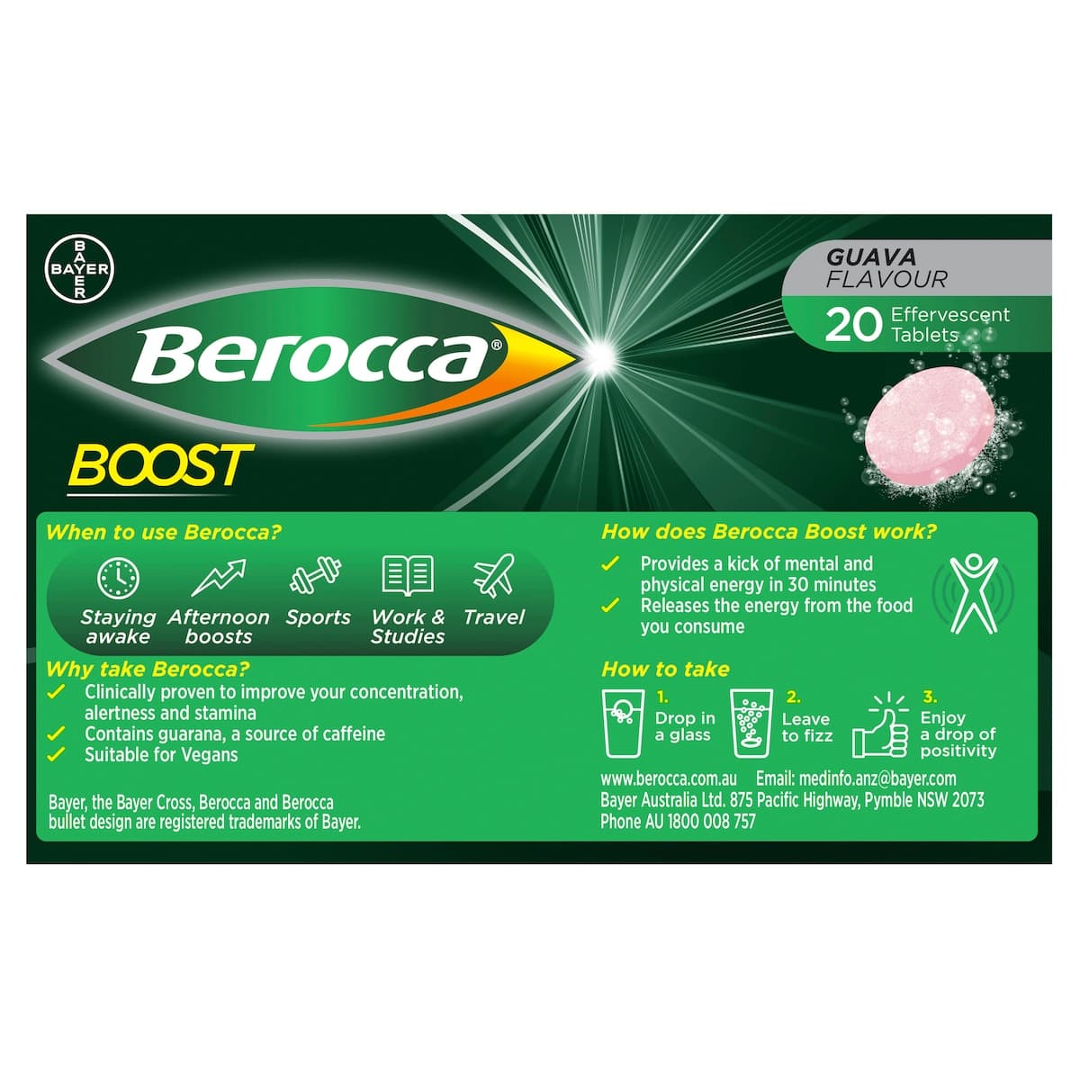 Thumbnail Berocca Boost Guava Effervescent Tablets 20 Pack