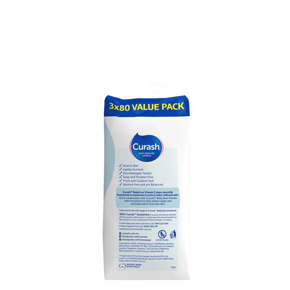 Thumbnail Curash Baby Moisturising Vitamin E 3 x 80 Baby Wipes