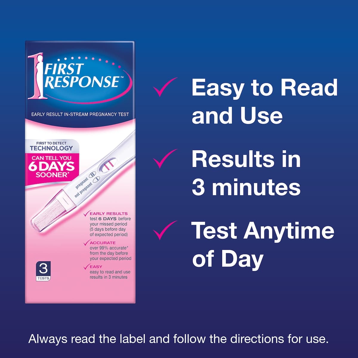 Thumbnail First Response Early Result Instream Pregnancy Test 3 Pack