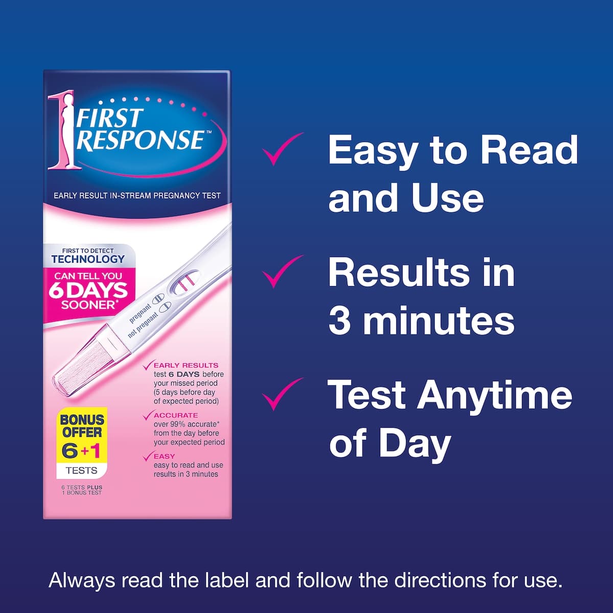 Thumbnail First Response Early Result Instream Pregnancy Test 6 + 1 Test