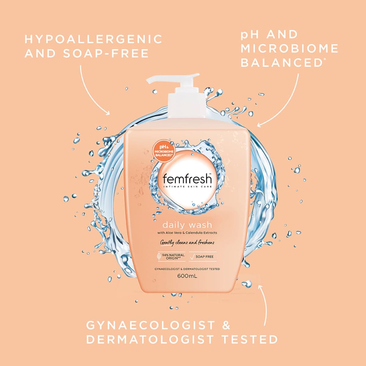 Thumbnail Femfresh Intimate Daily Wash 600ml Pump