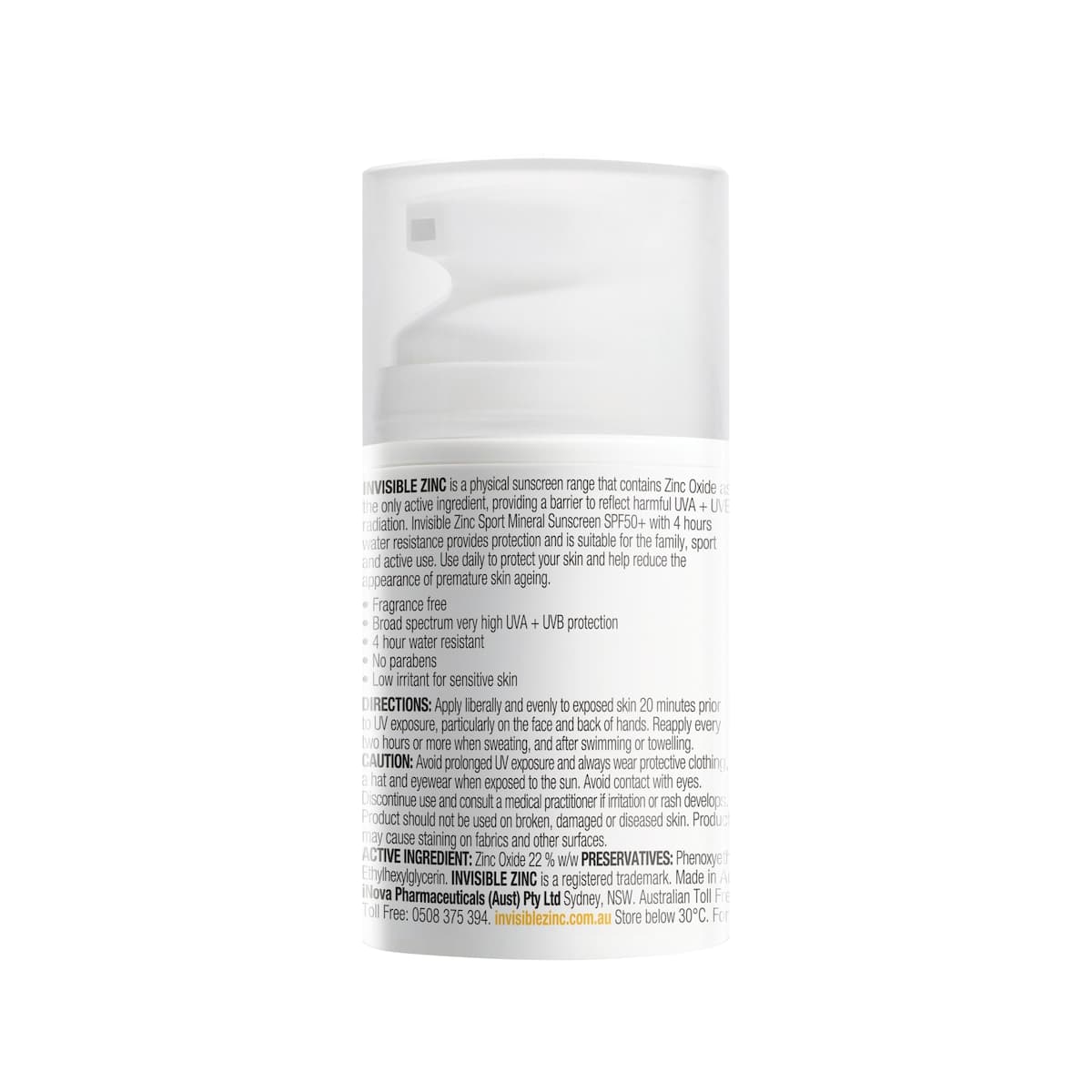 Thumbnail Invisible Zinc Sunscreen 4 Hour Water Resistant SPF50+ 50ml