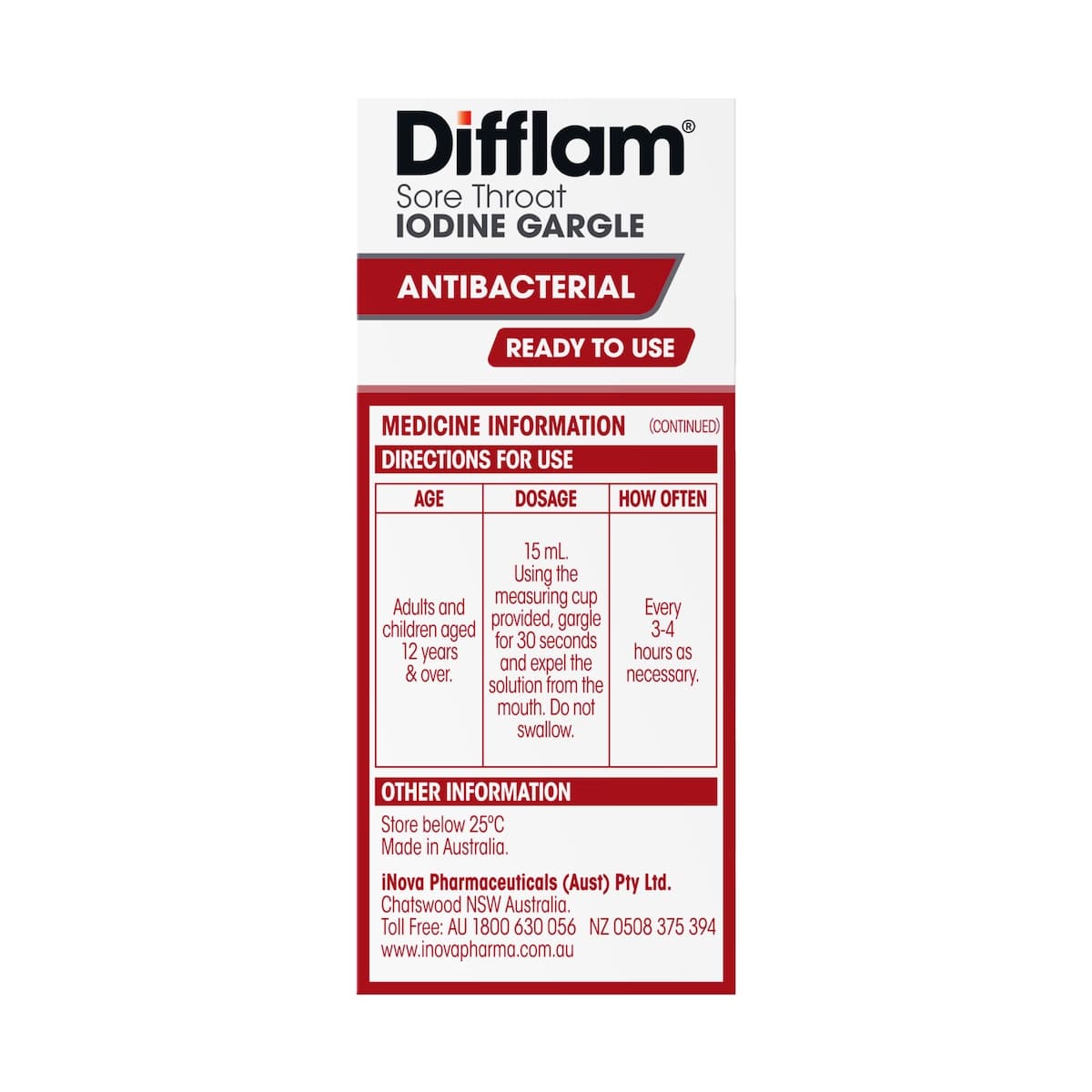 Thumbnail Difflam Ready to Use Sore Throat Gargle with Iodine Fresh Mint 200ml