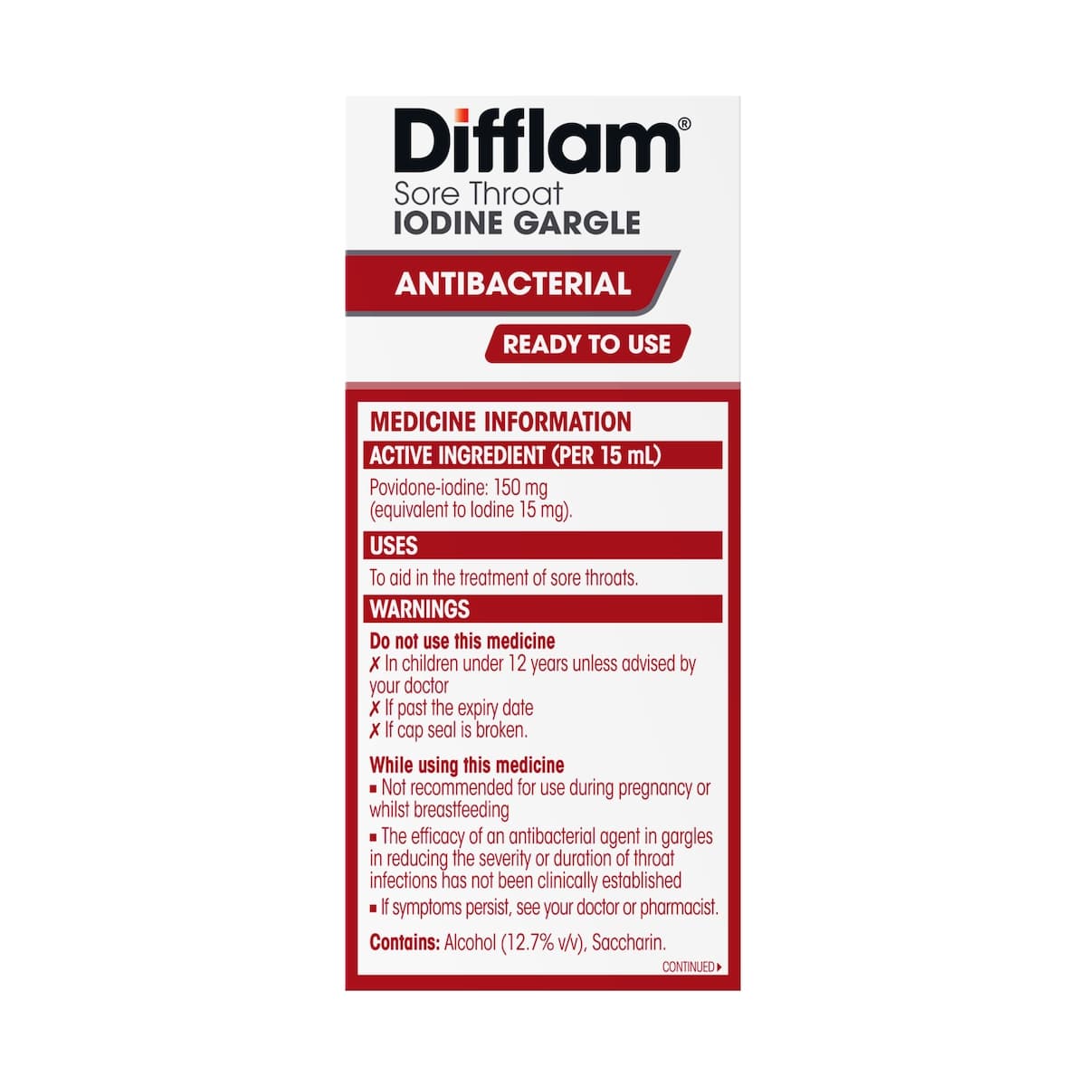 Thumbnail Difflam Ready to Use Sore Throat Gargle with Iodine Fresh Mint 200ml