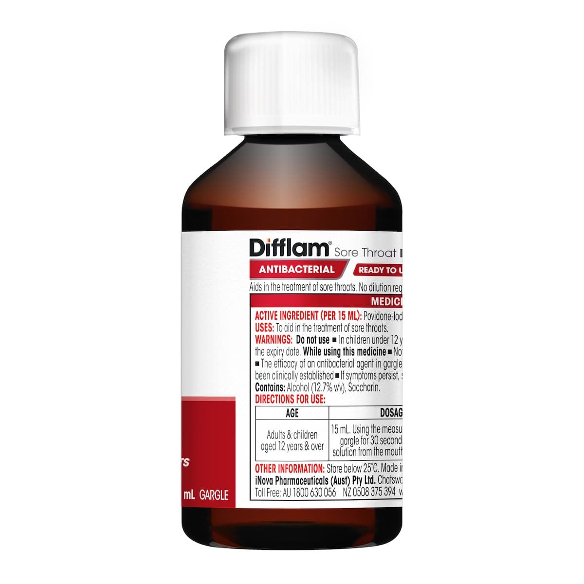 Thumbnail Difflam Ready to Use Sore Throat Gargle with Iodine Fresh Mint 200ml