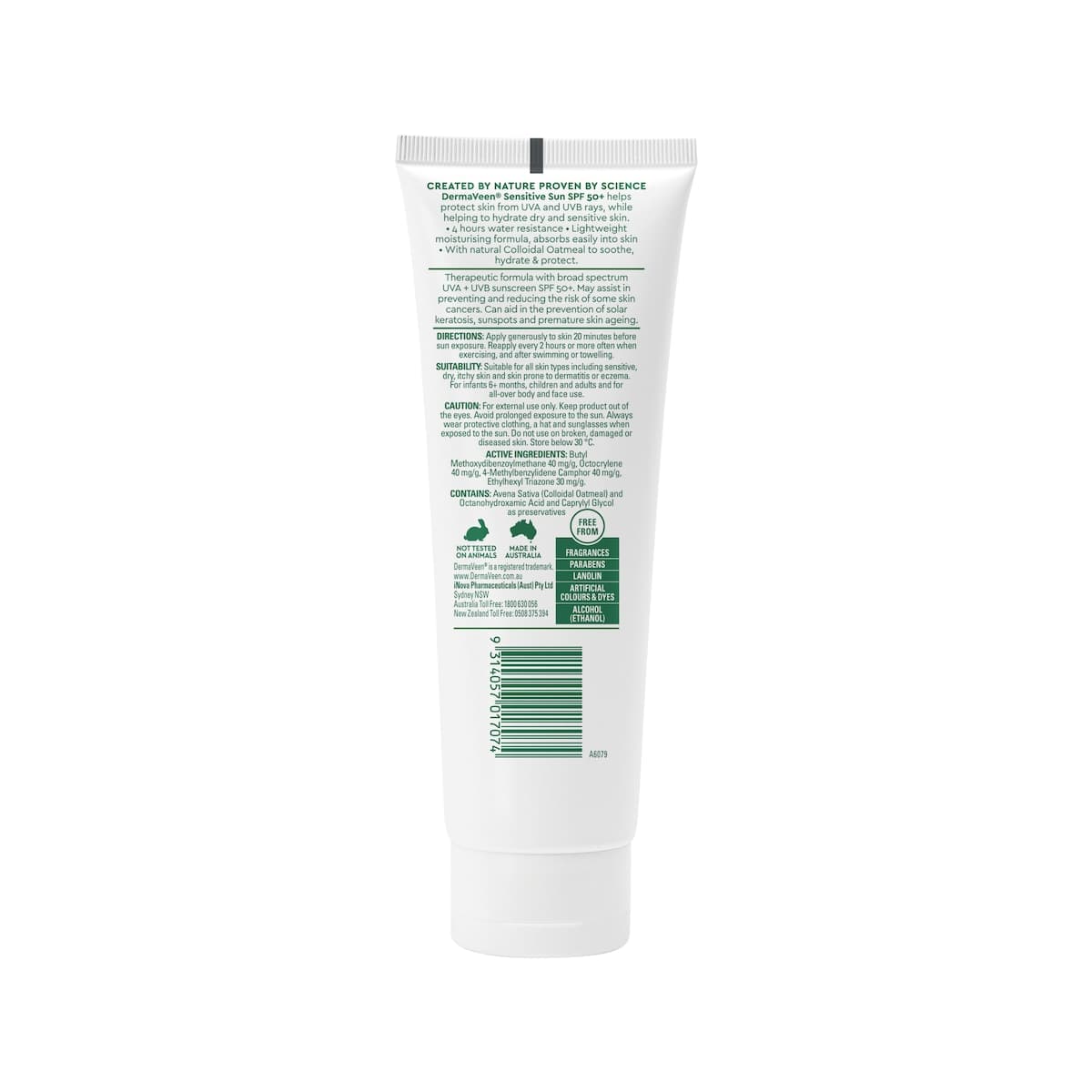 Thumbnail DermaVeen Sensitive Sun SPF 50+ Moisturising UVB + UVA Sunscreen 100g