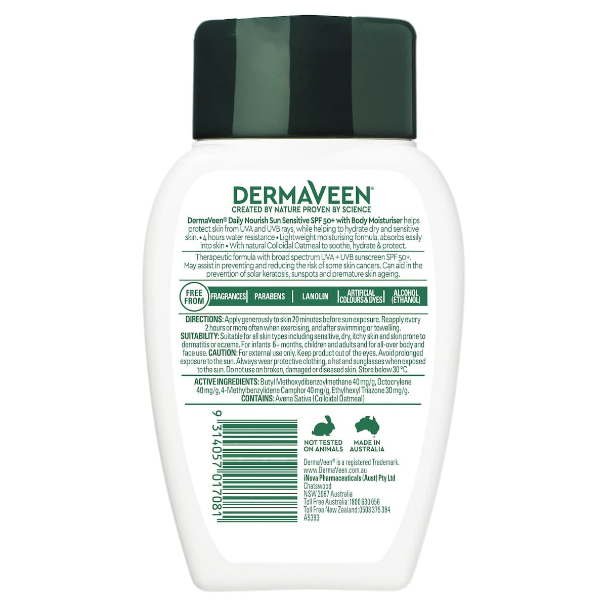 Thumbnail DermaVeen Sensitive Sun SPF 50+ Moisturising UVB + UVA Sunscreen 250g