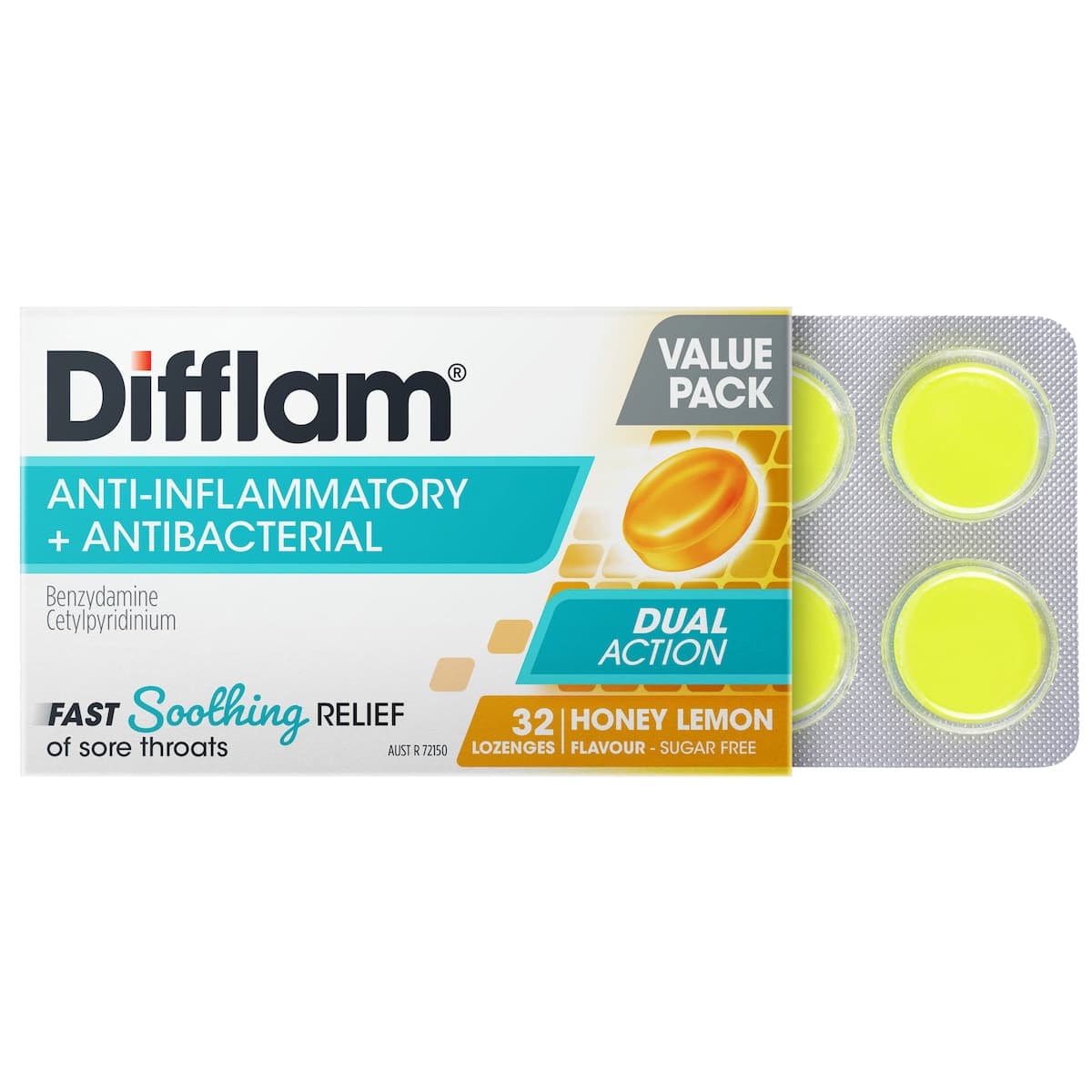 Thumbnail Difflam Sore Throat Lozenges Sugar Free Honey & Lemon 32 Pack