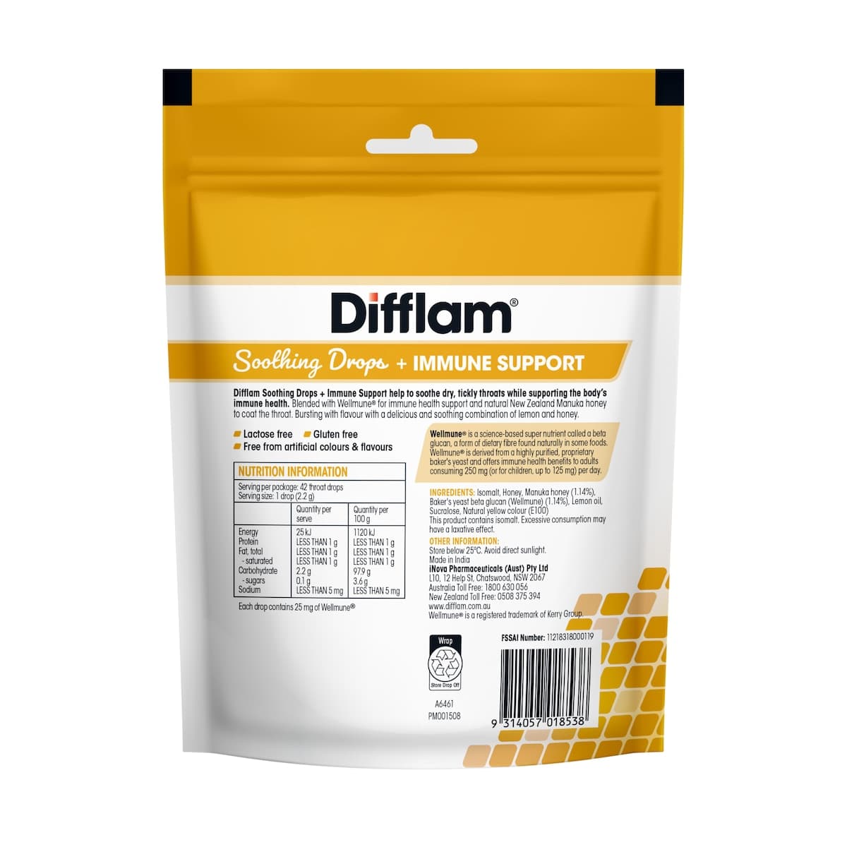 Thumbnail Difflam Soothing Drops + Immune Support Honey & Lemon 42 Pack