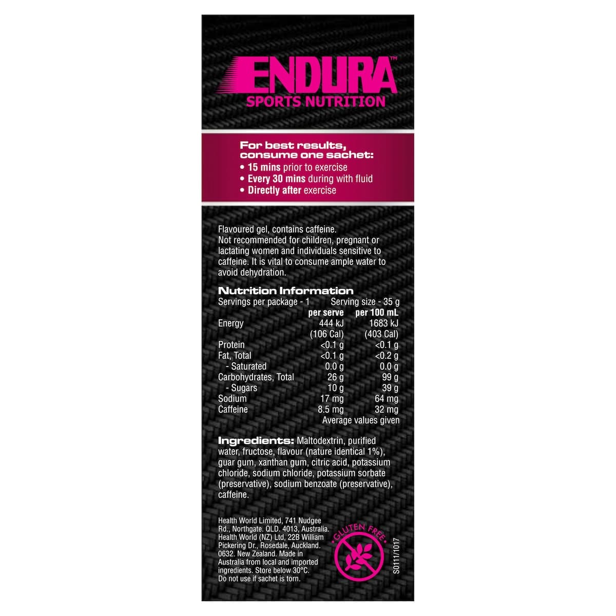 Thumbnail Endura Sports Energy Gel Raspberry 35g