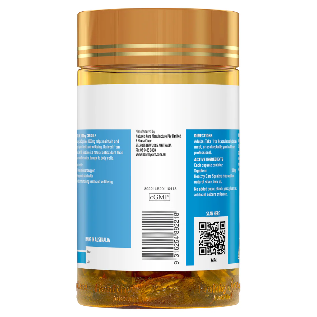 Thumbnail Healthy Care Squalene 1000mg 200 Capsules