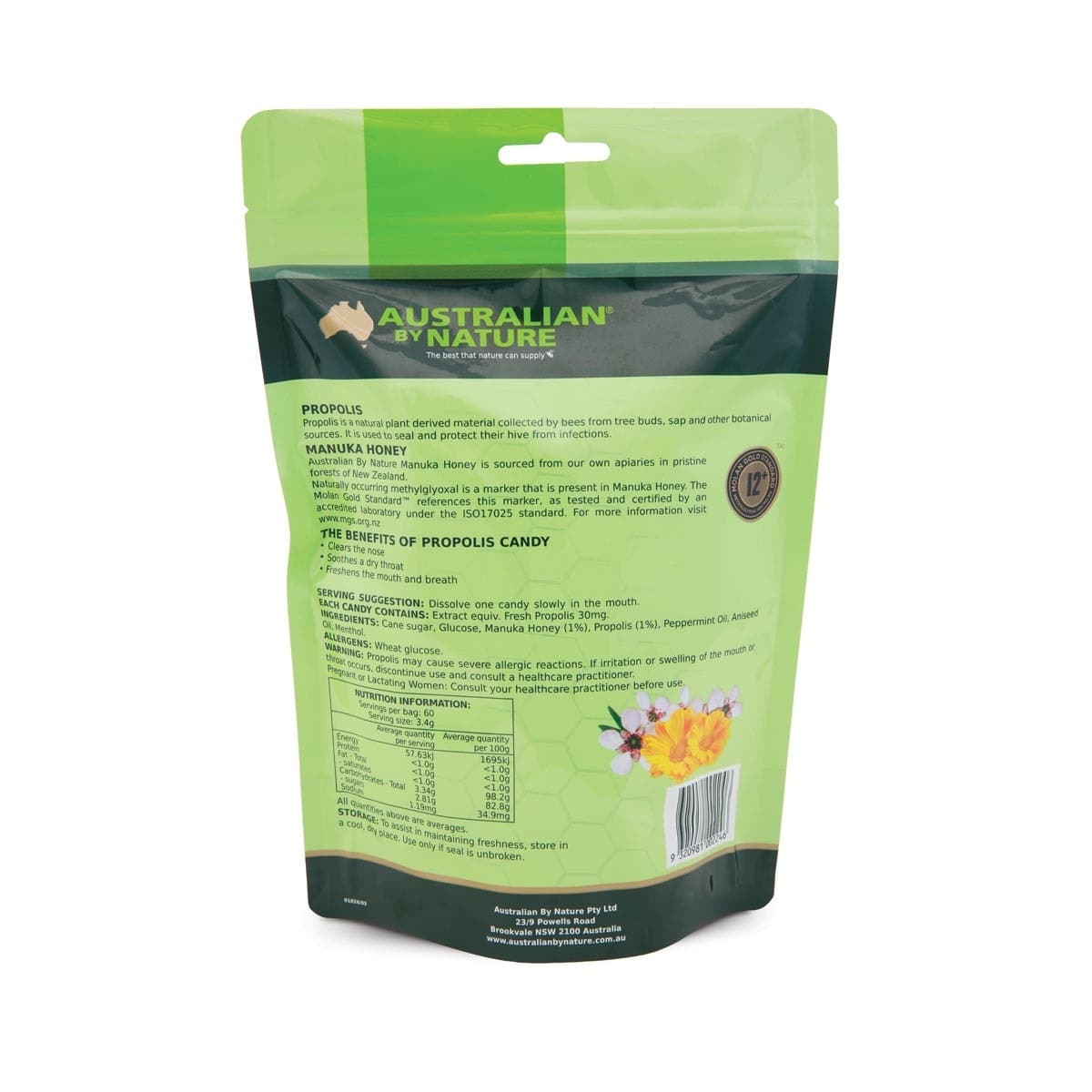 Thumbnail Australian by Nature Propolis Candy with Manuka Honey 60 Candies