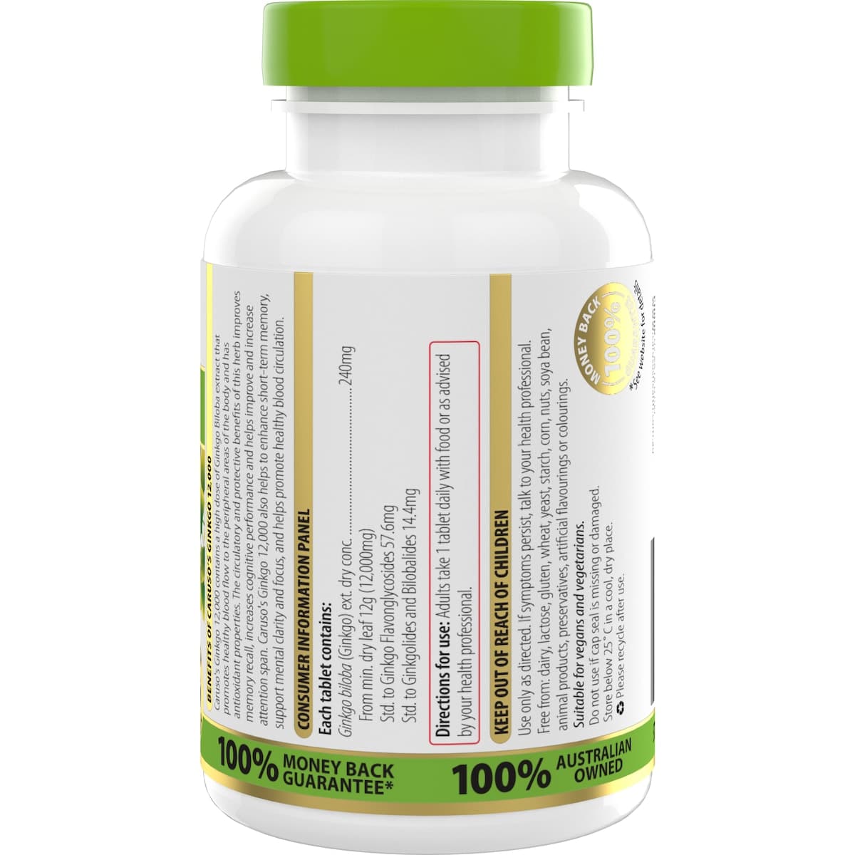 Thumbnail Carusos Ginkgo 12000mg 60 Tablets