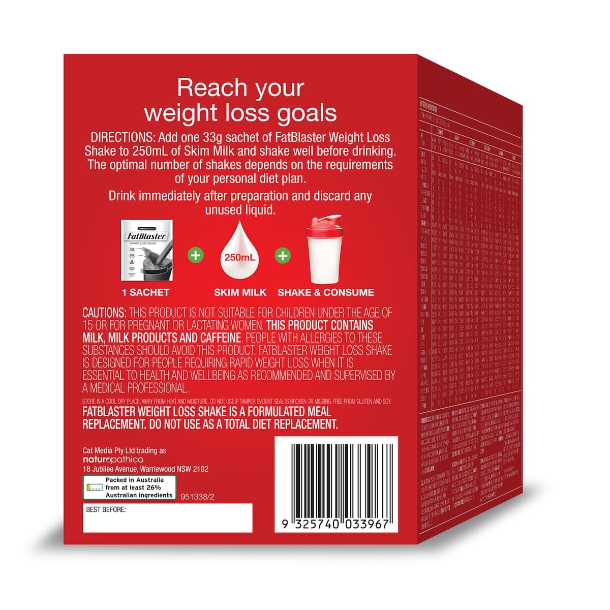 Thumbnail Naturopathica FatBlaster Weight Loss Shake Variety Pack 14 x 33g Sachets