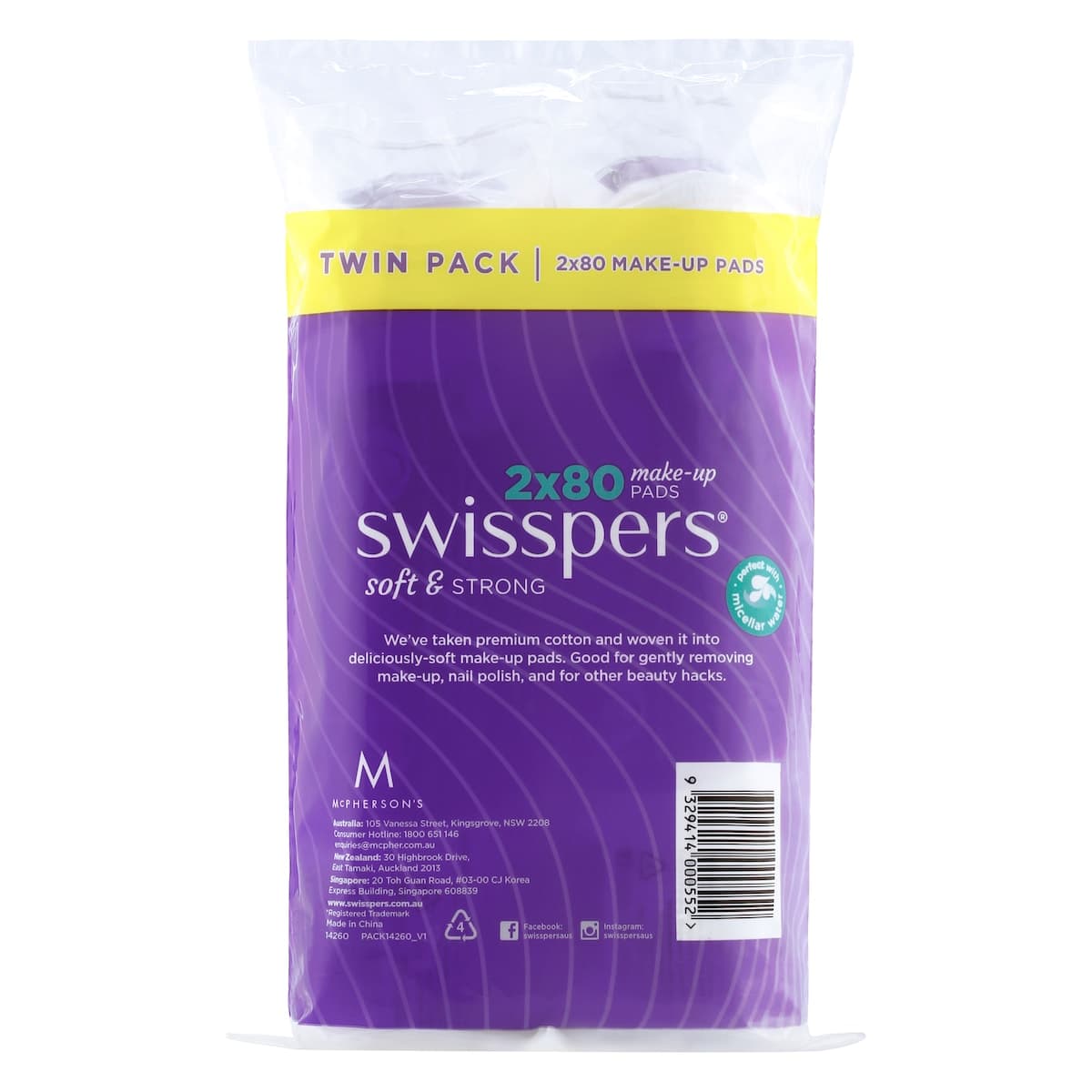 Thumbnail Swisspers Make Up Pads Round 2 x 80 Pack