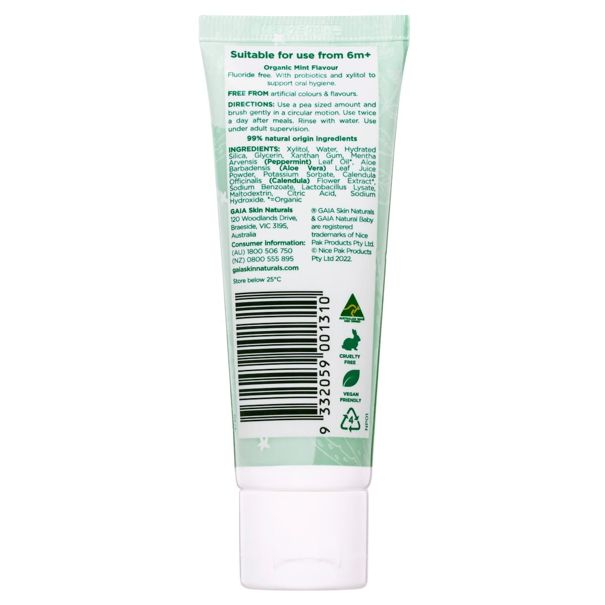 Thumbnail Gaia Natural Baby Mild Mint Toothpaste 50g