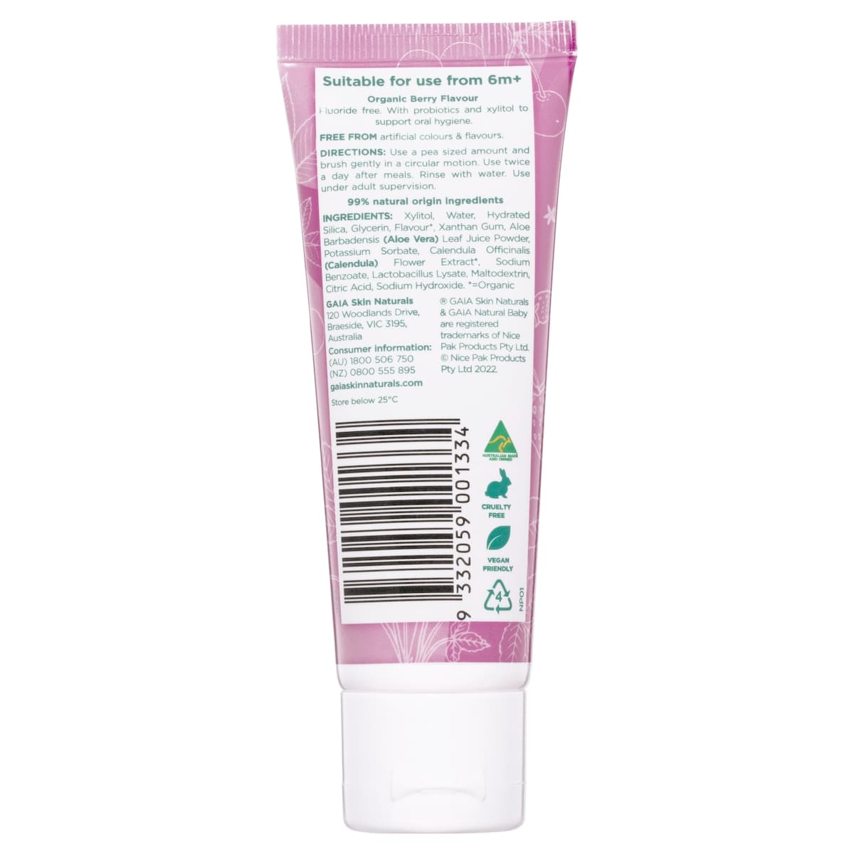 Thumbnail Gaia Natural Baby Berry Burst Toothpaste 50g