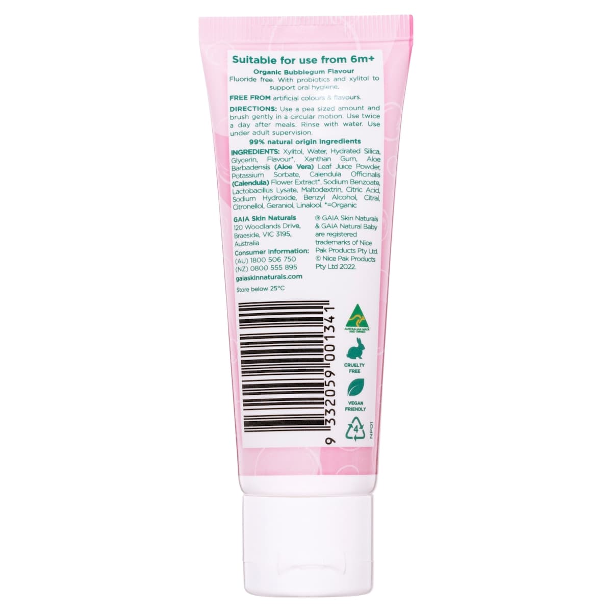 Thumbnail Gaia Natural Baby Bubblegum Toothpaste 50g