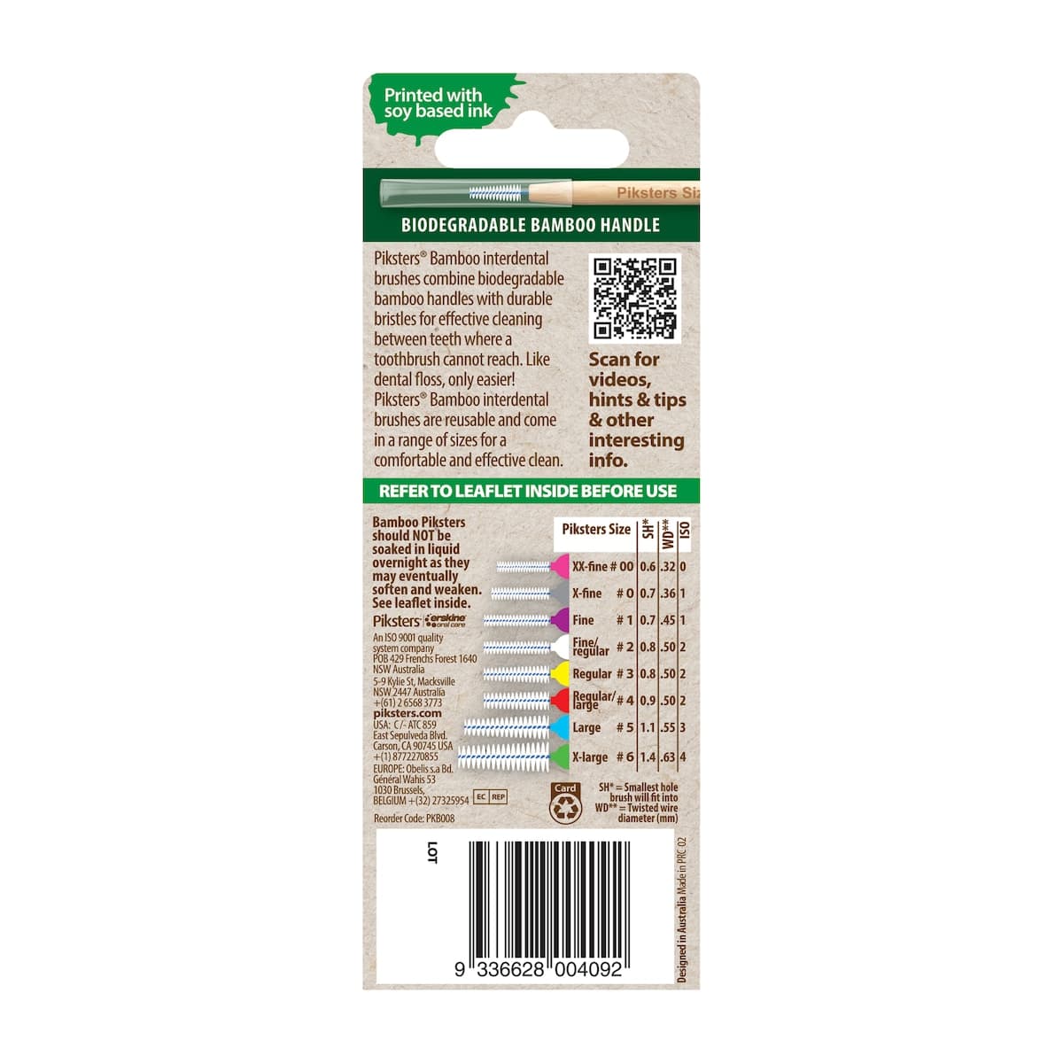 Thumbnail Piksters Bamboo Interdental Brush Size 3 Yellow 8 Pack