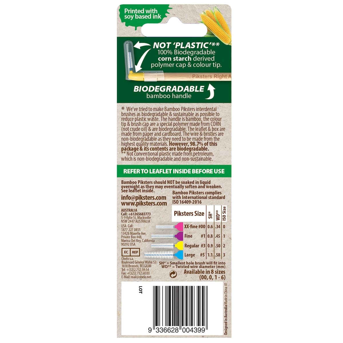 Thumbnail Piksters Bamboo Right Angle Intertendental Brush Size 3 Yellow 6 Pack