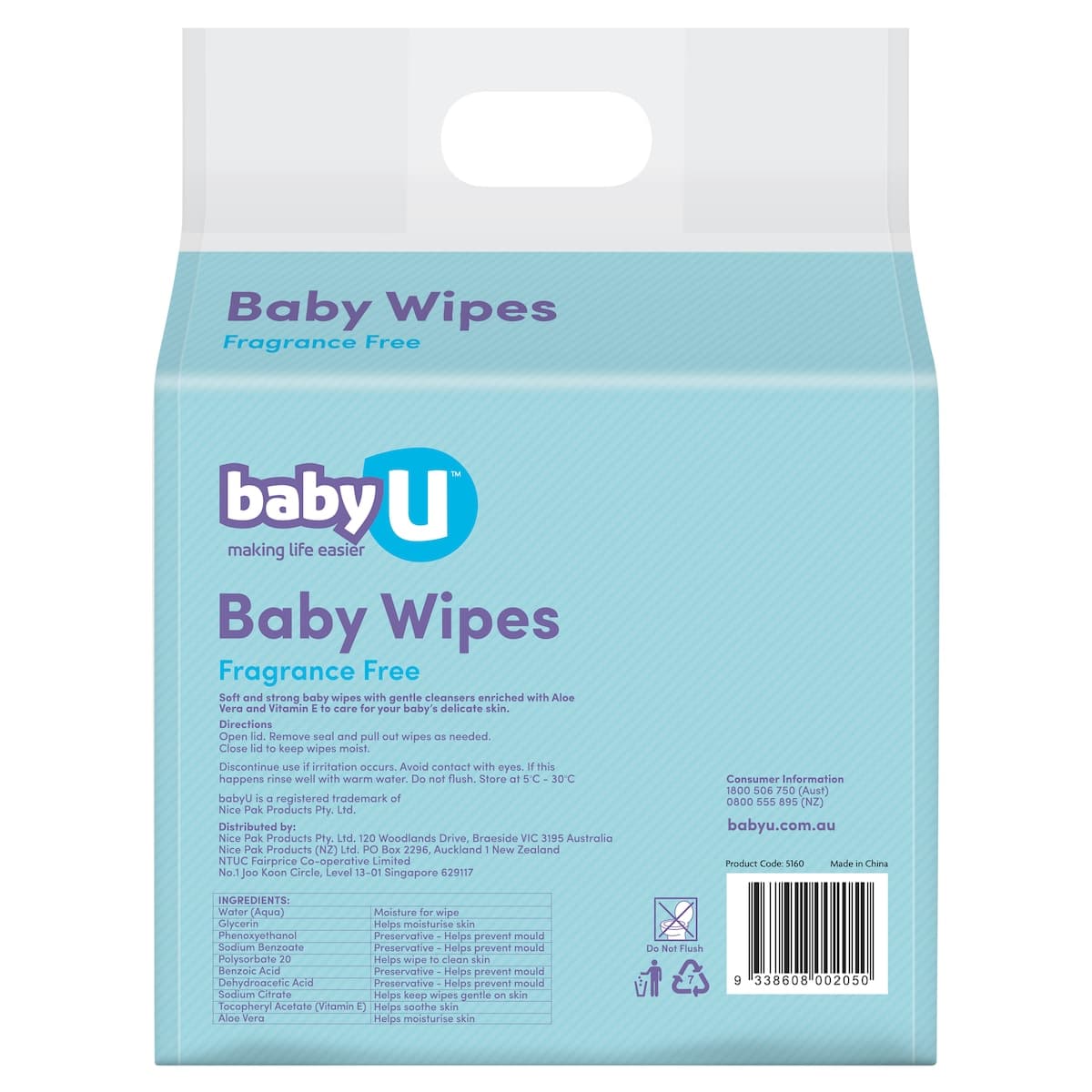 Thumbnail Baby U Fragrance Free Wipes 240 Pack