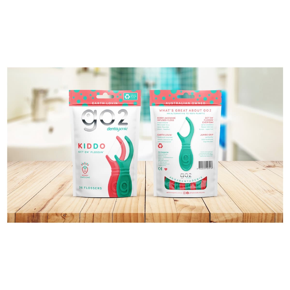 Thumbnail GO2 Dentagenie Kiddo Flossers Berry Awesome 36 Pack