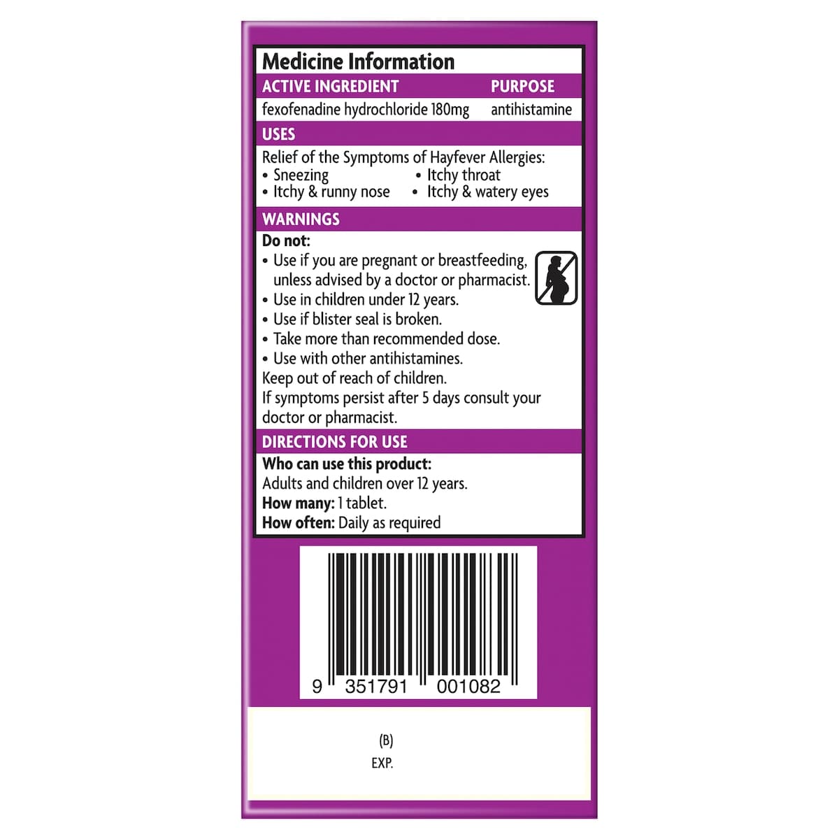 Thumbnail Telfast Allergy & Hayfever Relief 180mg 5 Tablets