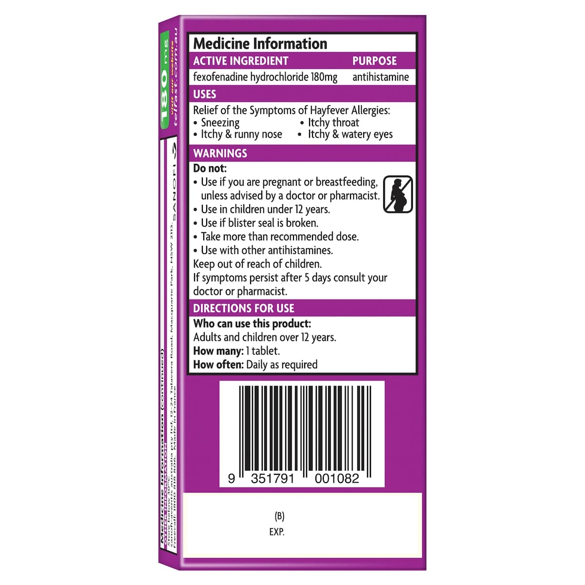 Thumbnail Telfast Allergy & Hayfever Relief 180mg 5 Tablets
