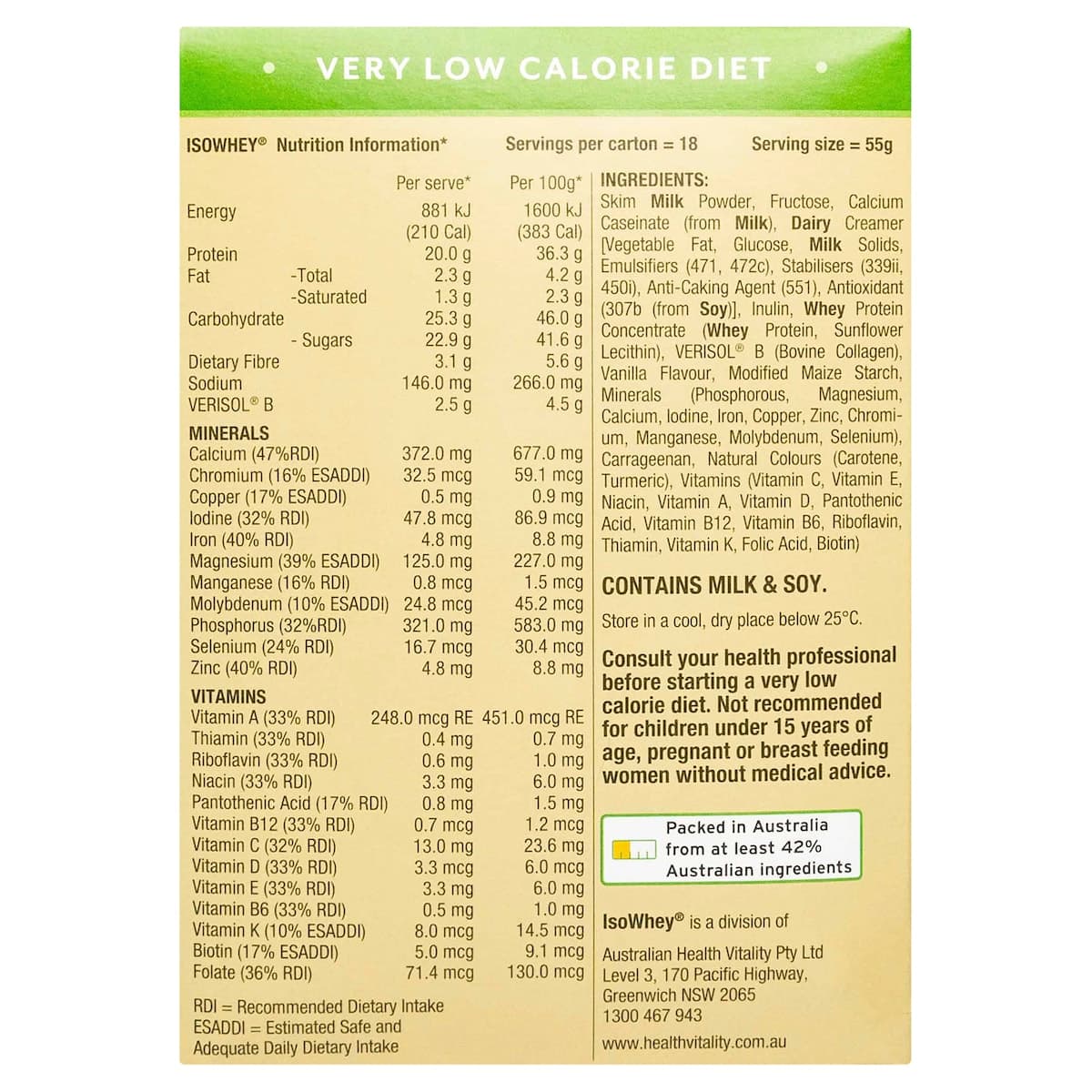 Thumbnail Isowhey VLCD & Collagen Shake French Vanilla 18 x 55g