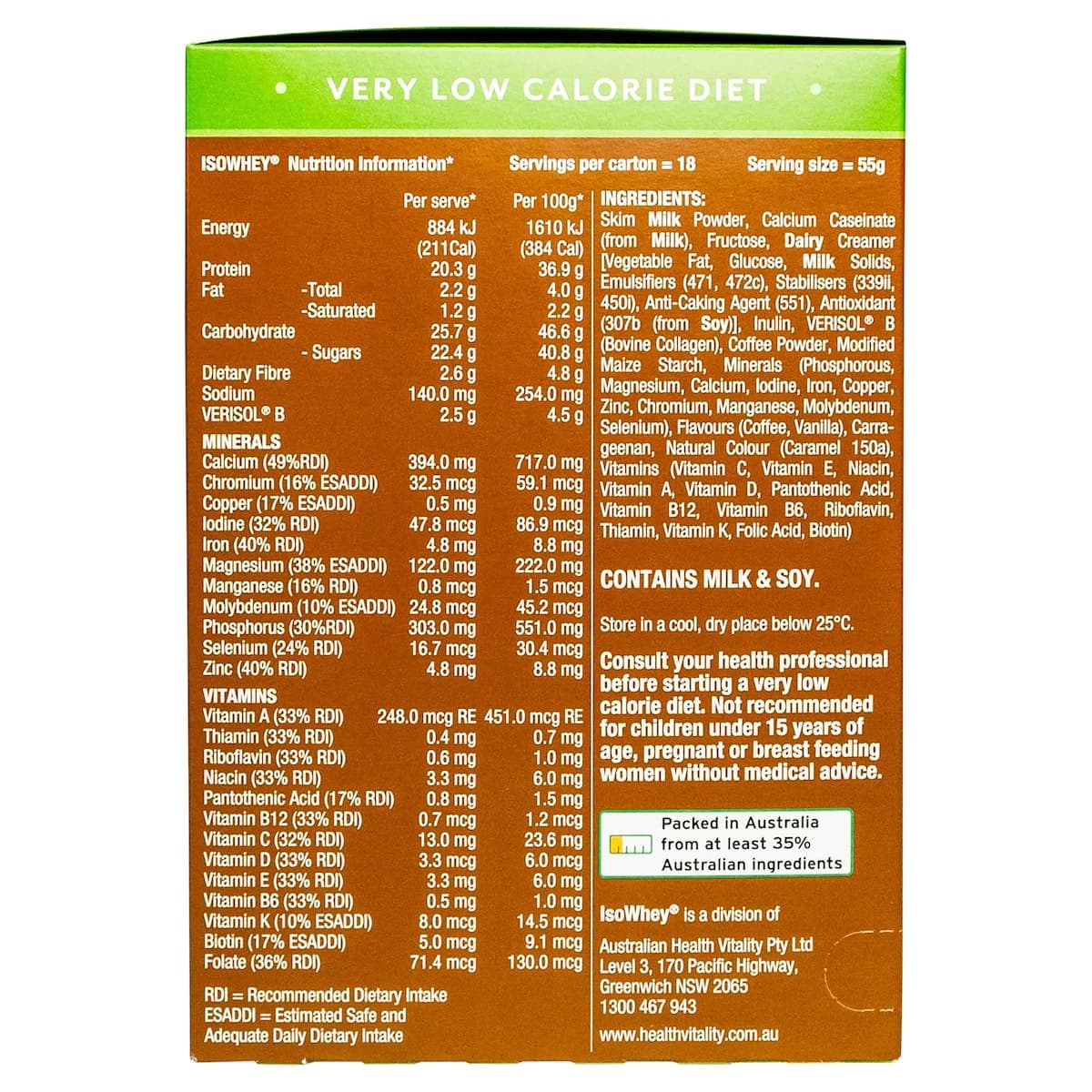 Thumbnail Isowhey Optimum VLCD + Collagen Shake Espresso 18 x 55g