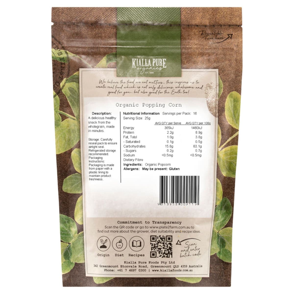 Thumbnail Kialla Organic Popping Corn 400g