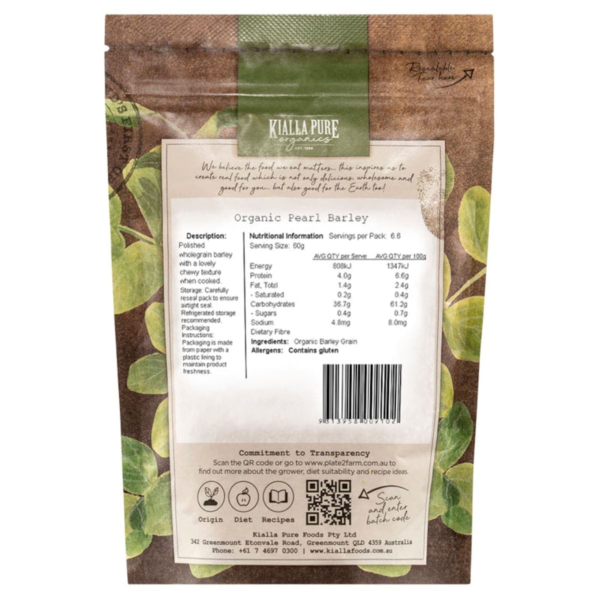 Thumbnail Kialla Organic Pearl Barley 400g