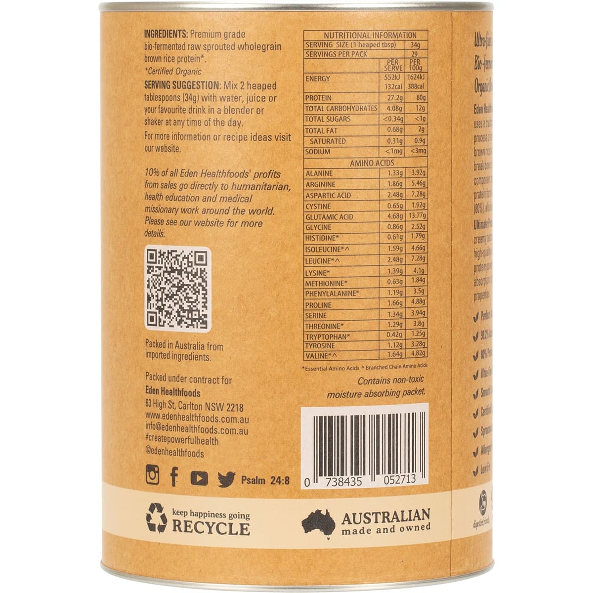 Thumbnail Eden Healthfoods Ultimate Vegan Rice Protein Natural 1Kg