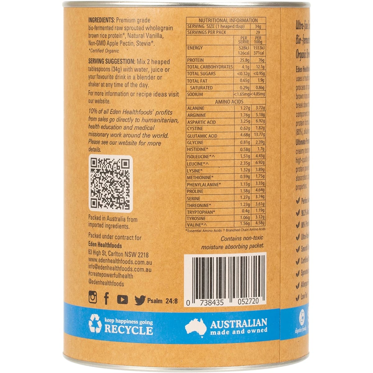 Thumbnail Eden Healthfoods Ultimate Vegan Rice Protein Vanilla 1Kg