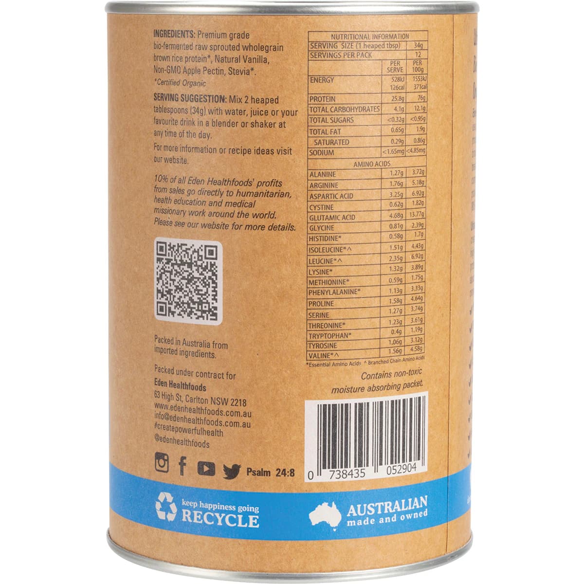 Thumbnail Eden Healthfoods Ultimate Vegan Rice Protein Vanilla 400g