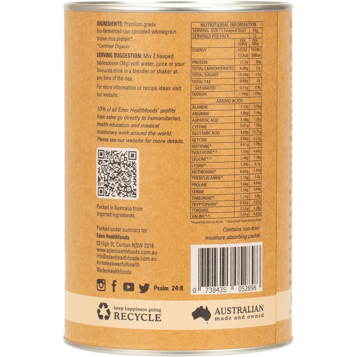 Thumbnail Eden Healthfoods Ultimate Vegan Rice Protein Natural 400g