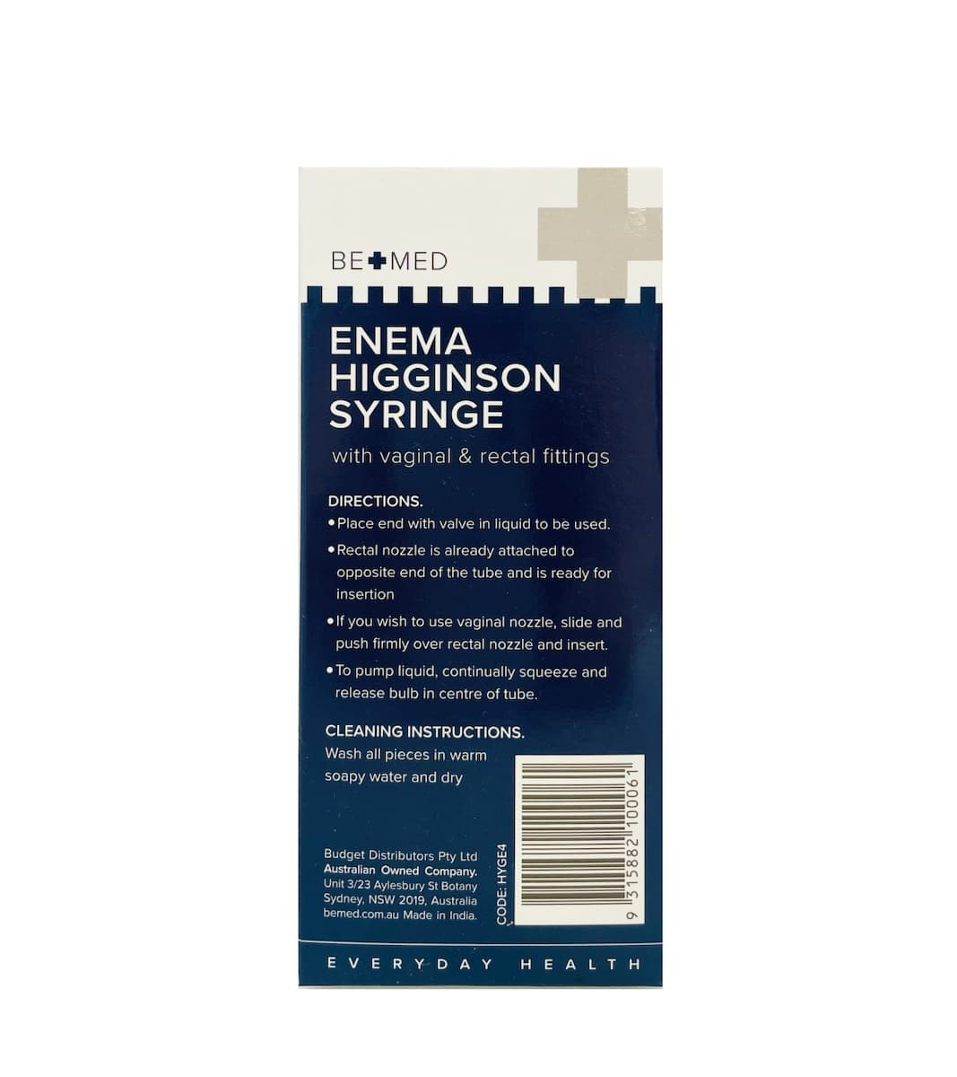 Thumbnail BeMed Enema Higginson Syringe 1 Pack