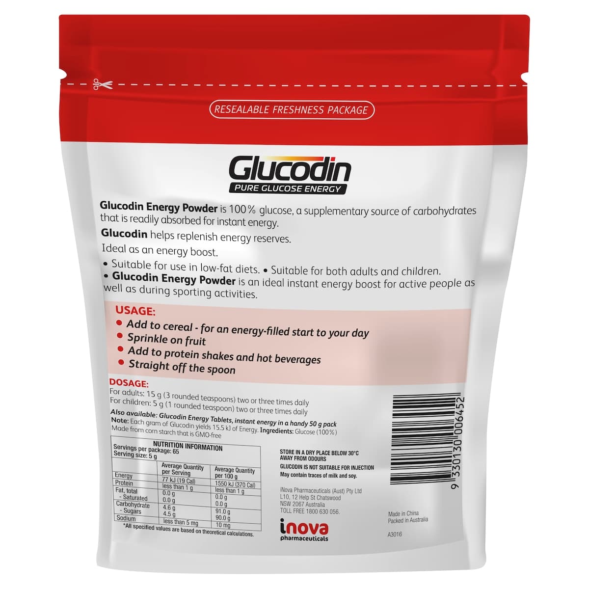 Thumbnail Glucodin Pure Glucose Energy Powder 325g