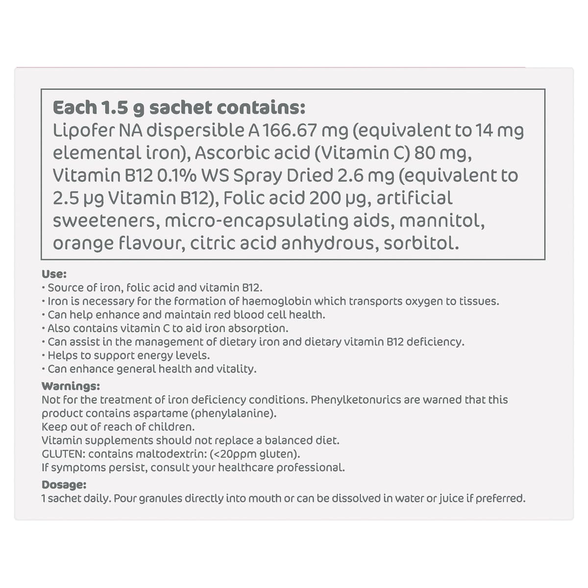 Thumbnail Ferro Iron Sachets 28 x 1.5g