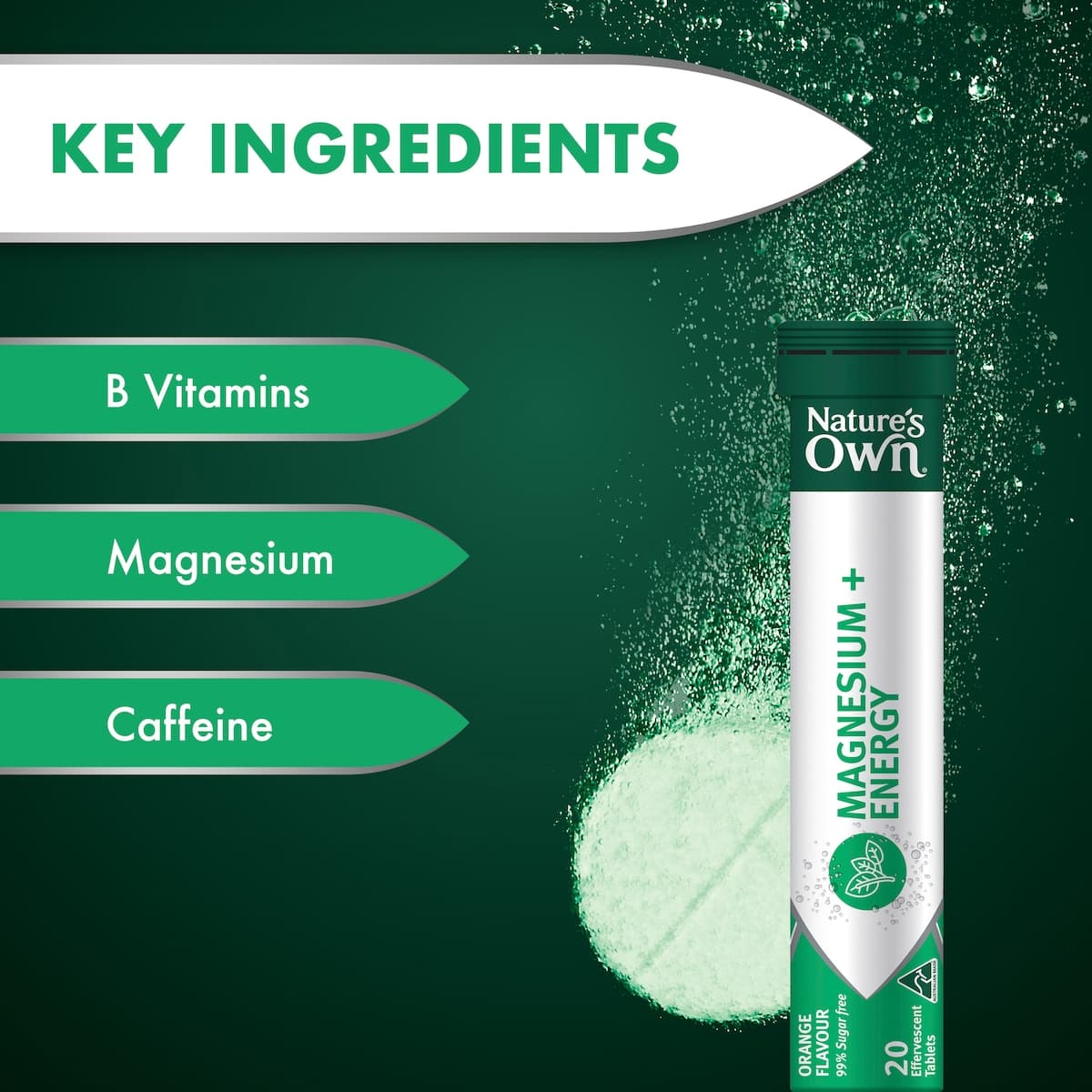 Thumbnail Nature's Own Effervescent Magnesium + Energy Tablets 20 Pack