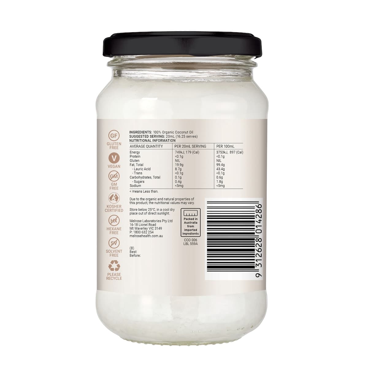 Thumbnail Melrose Organic Flavour Free Coconut Oil 325ml