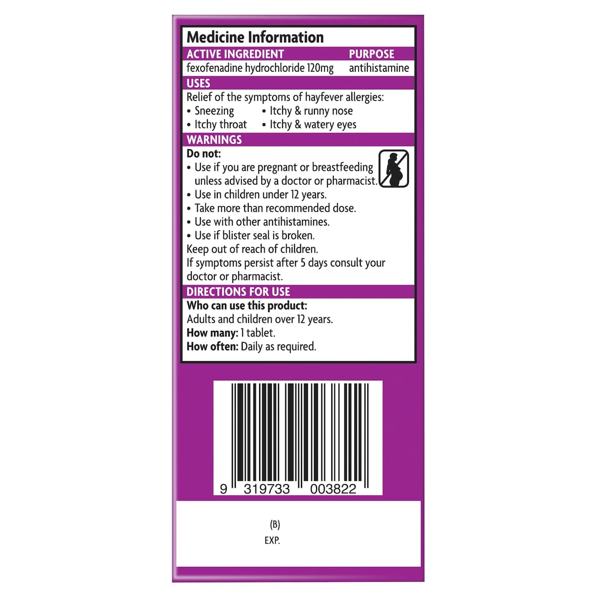 Thumbnail Telfast Allergy & Hayfever Relief 120mg 10 Tablets