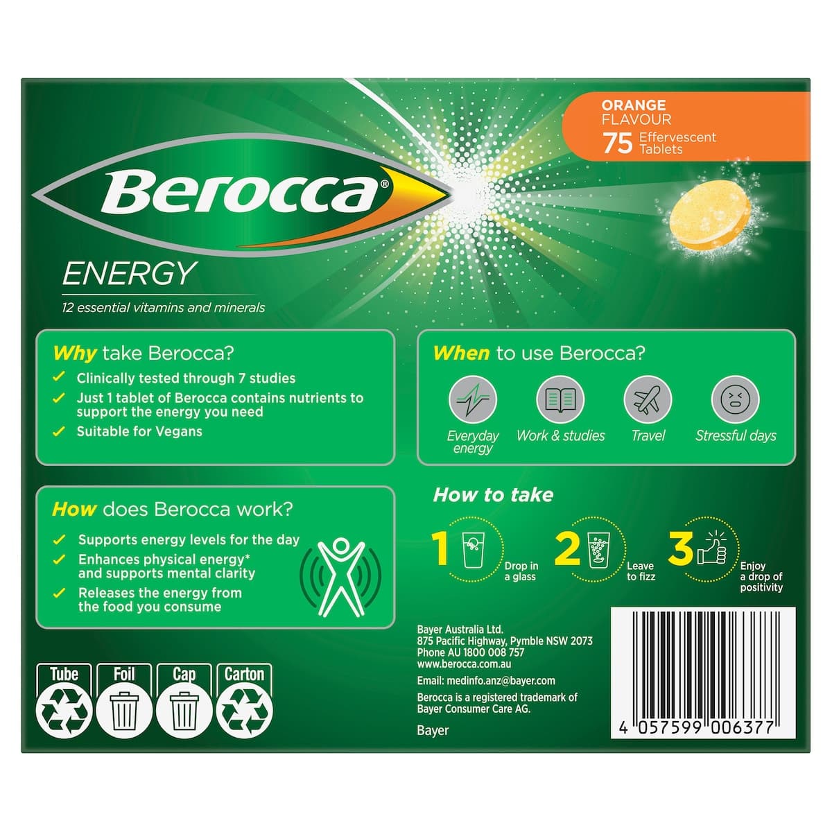 Thumbnail Berocca Effervescent Tablets Orange 75 Tablets