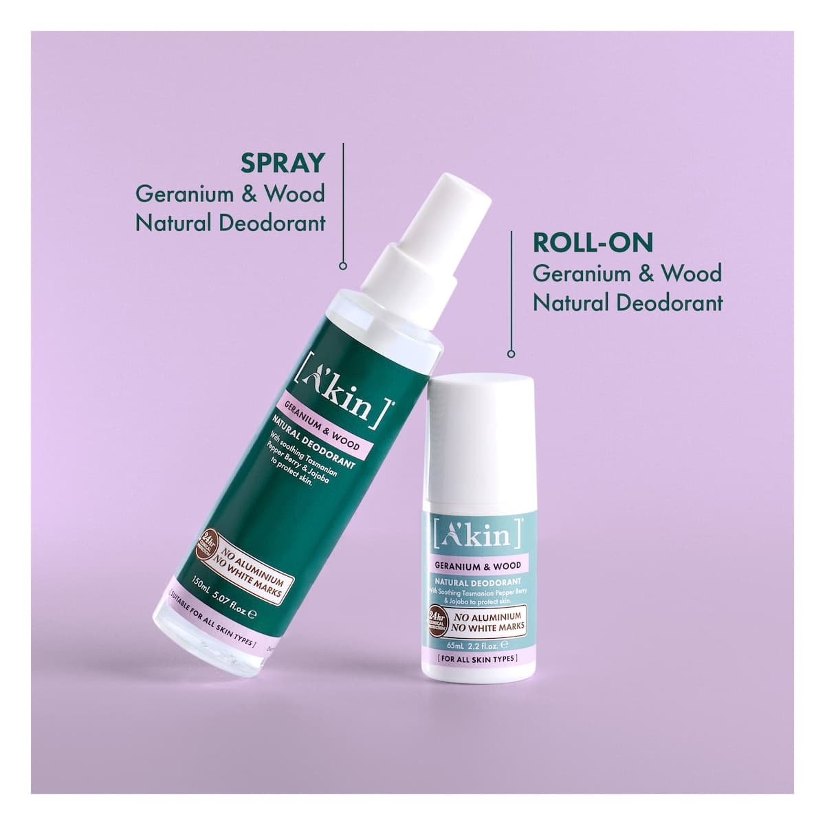 Thumbnail A'kin Geranium & Wood Deodorant Roll-On 65ml
