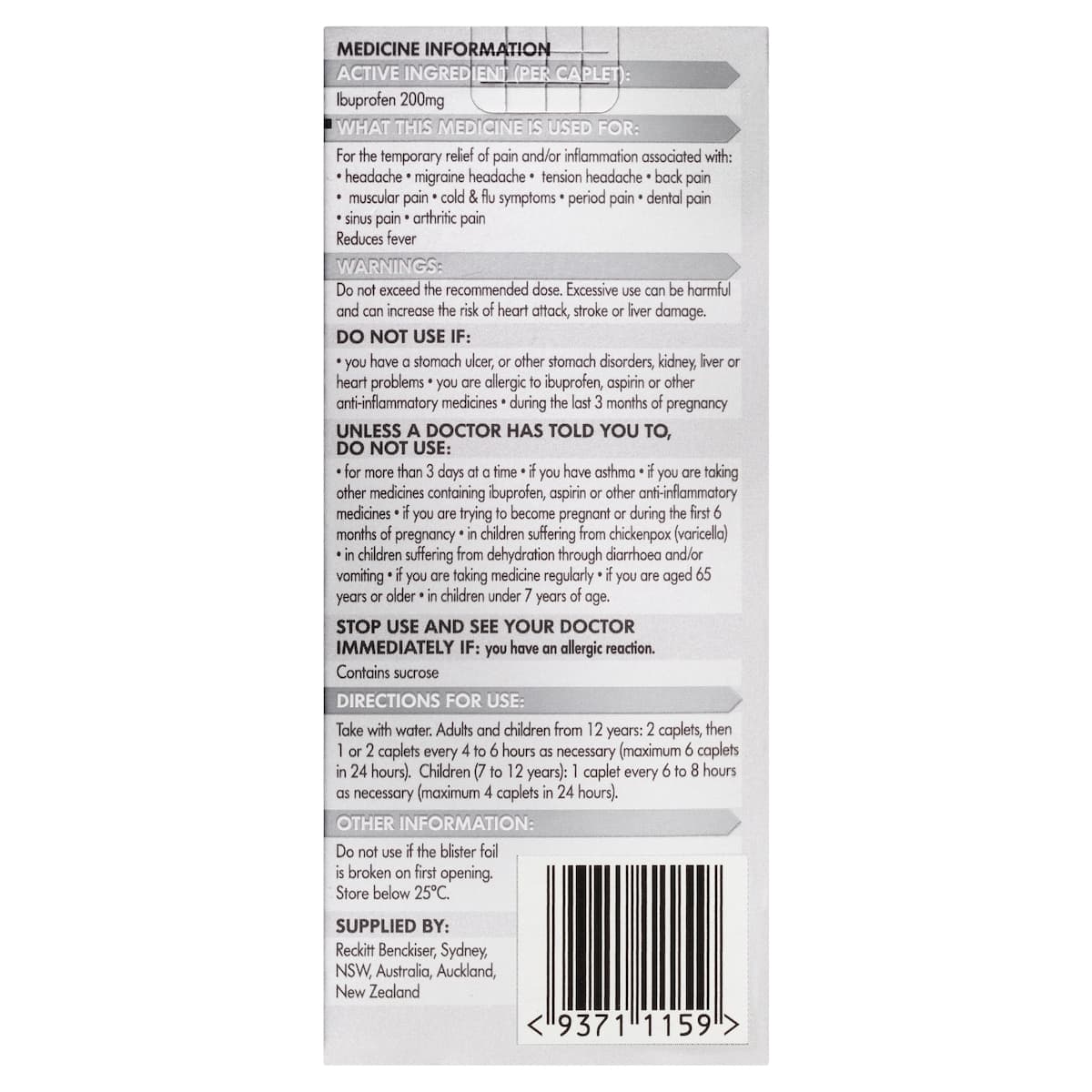 Thumbnail Nurofen Ibuprofen 200mg Pain Relief Caplets 24 Pack