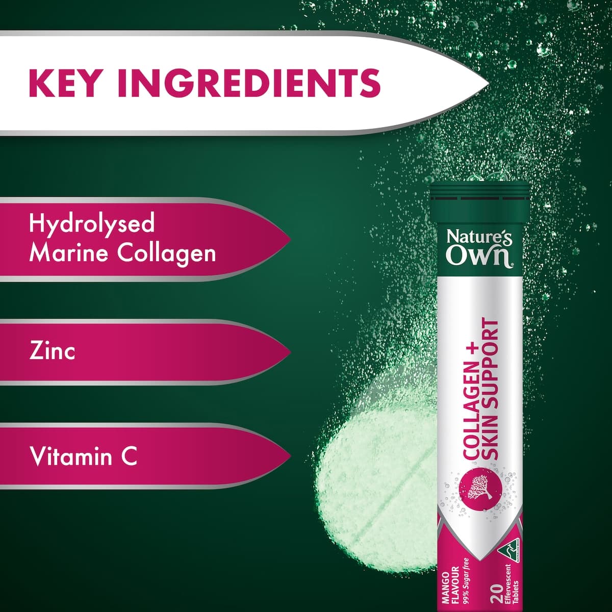 Thumbnail Nature's Own Effervescent Collagen + Skin Support Tablets 20 Pack
