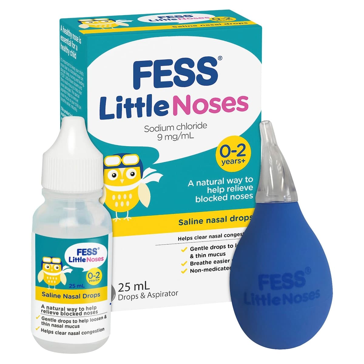 Thumbnail Fess Little Noses Saline Nasal Drops 25ml + Aspirator