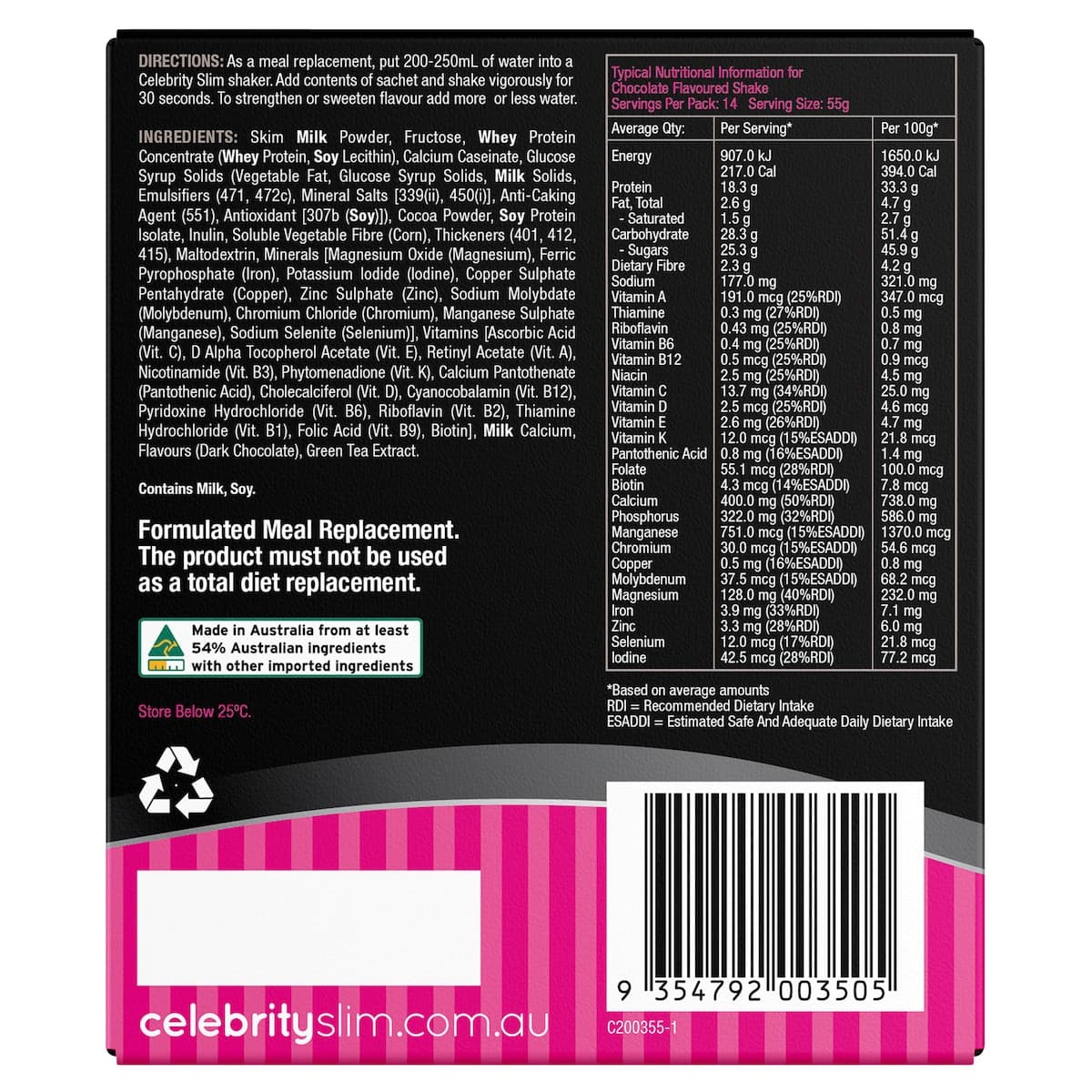 Thumbnail Celebrity Slim 7 Day Assorted Pack Meal Replacement Shakes 14 x 55g