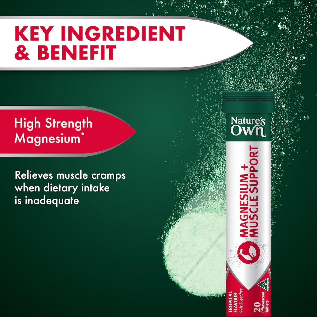 Thumbnail Nature's Own Effervescent Magnesium + Muscle Support Tablets 20 Pack